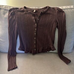 Anthro Pilcro top xs- eggplant